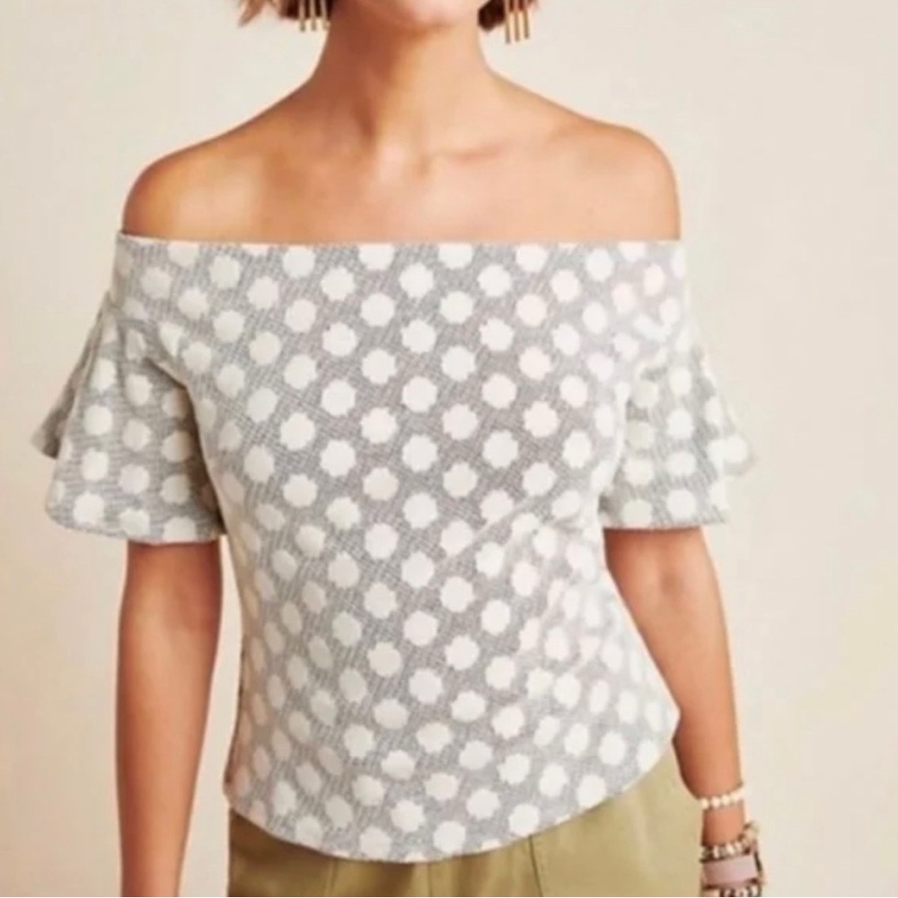 Anthropologie eri and ali polkadot off the shoulder top